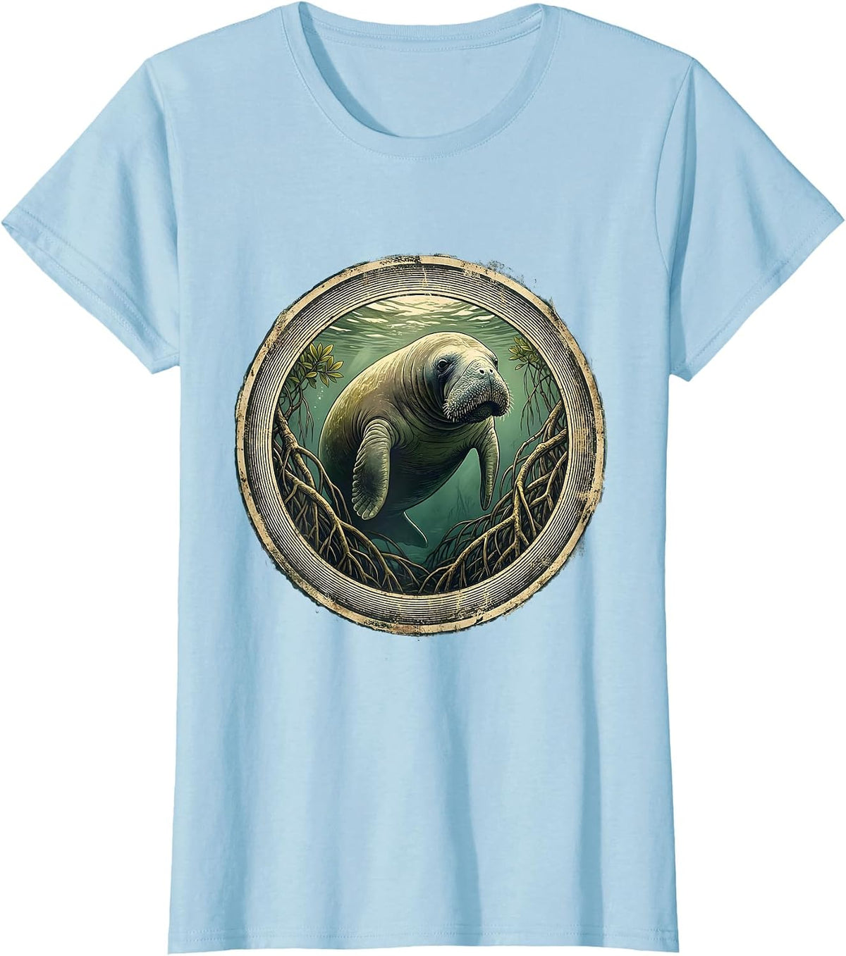 Manatee Mangrove Gulf of Mexico Graphic T-Shirt - Baby Blue