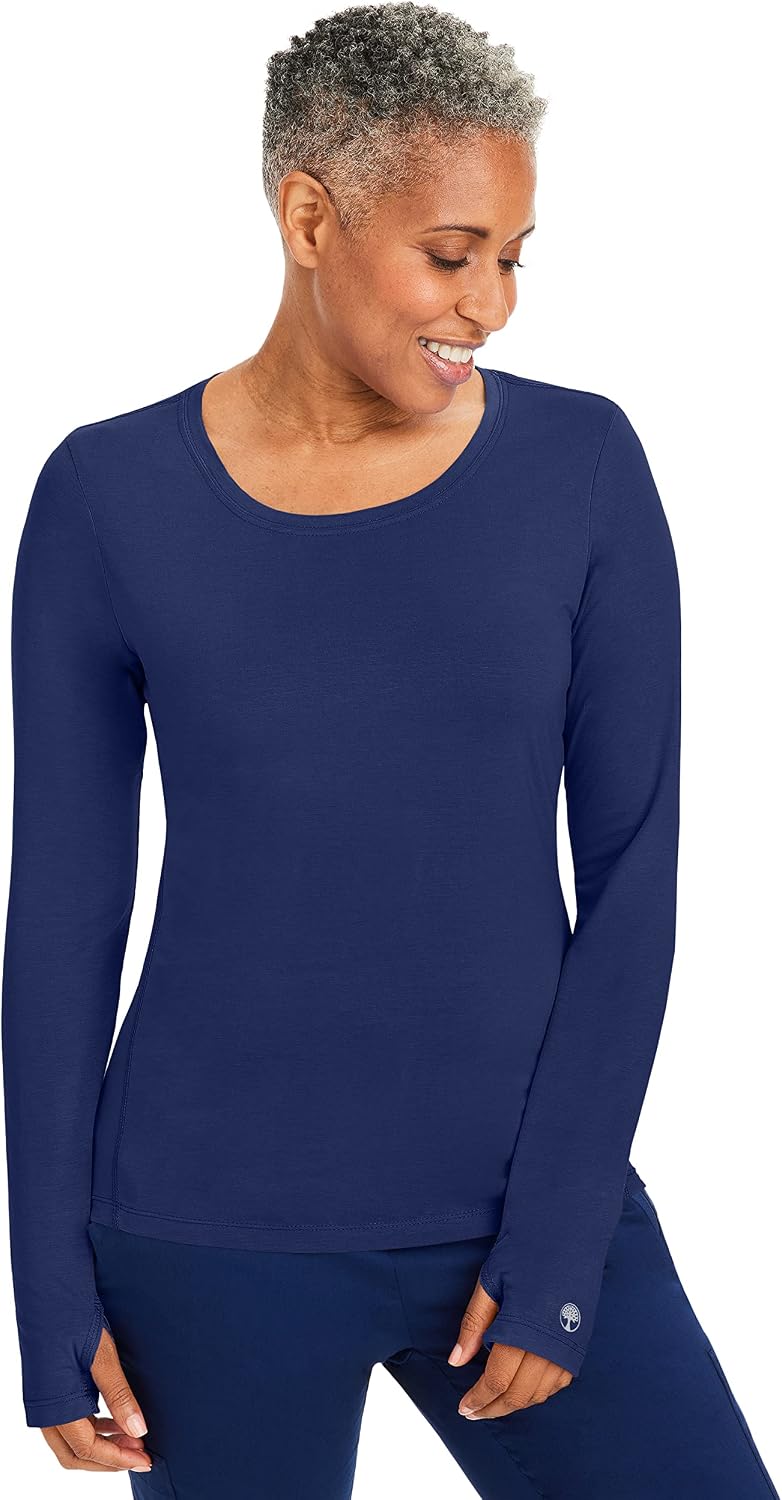 Healing Hands Knits Mackenzie Long Sleeve Underscrub Women's Top Modern Fit - Navy