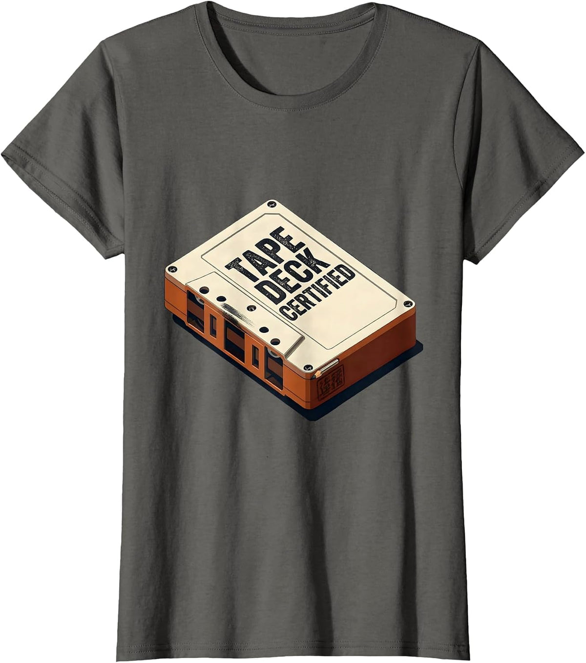 Women's Tape Deck Certified Retro Hip-Hop Golden Era Lyric Quote T-Shirt - Asphalt Grey