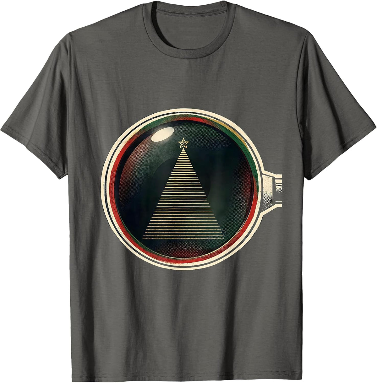 Christmas Tree Eye Lens Optometrist Humor Workwear T-Shirt - Asphalt Grey