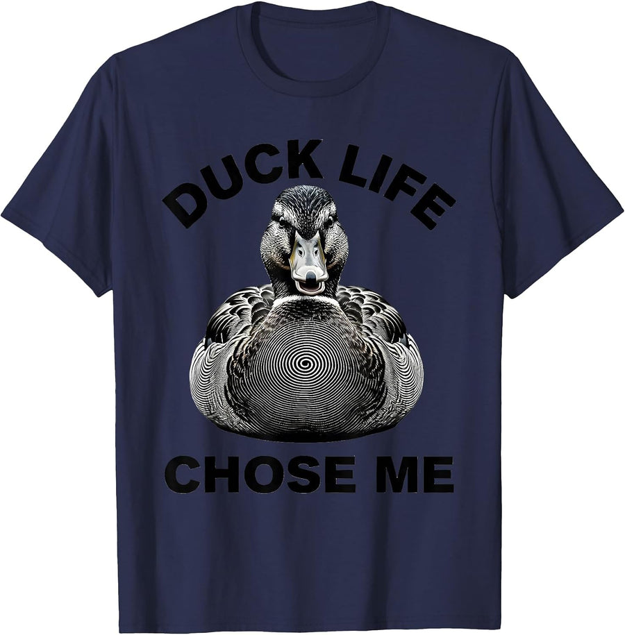 Duck Life Chose Me Funny Duck Lover Design T-Shirt - Navy Blue