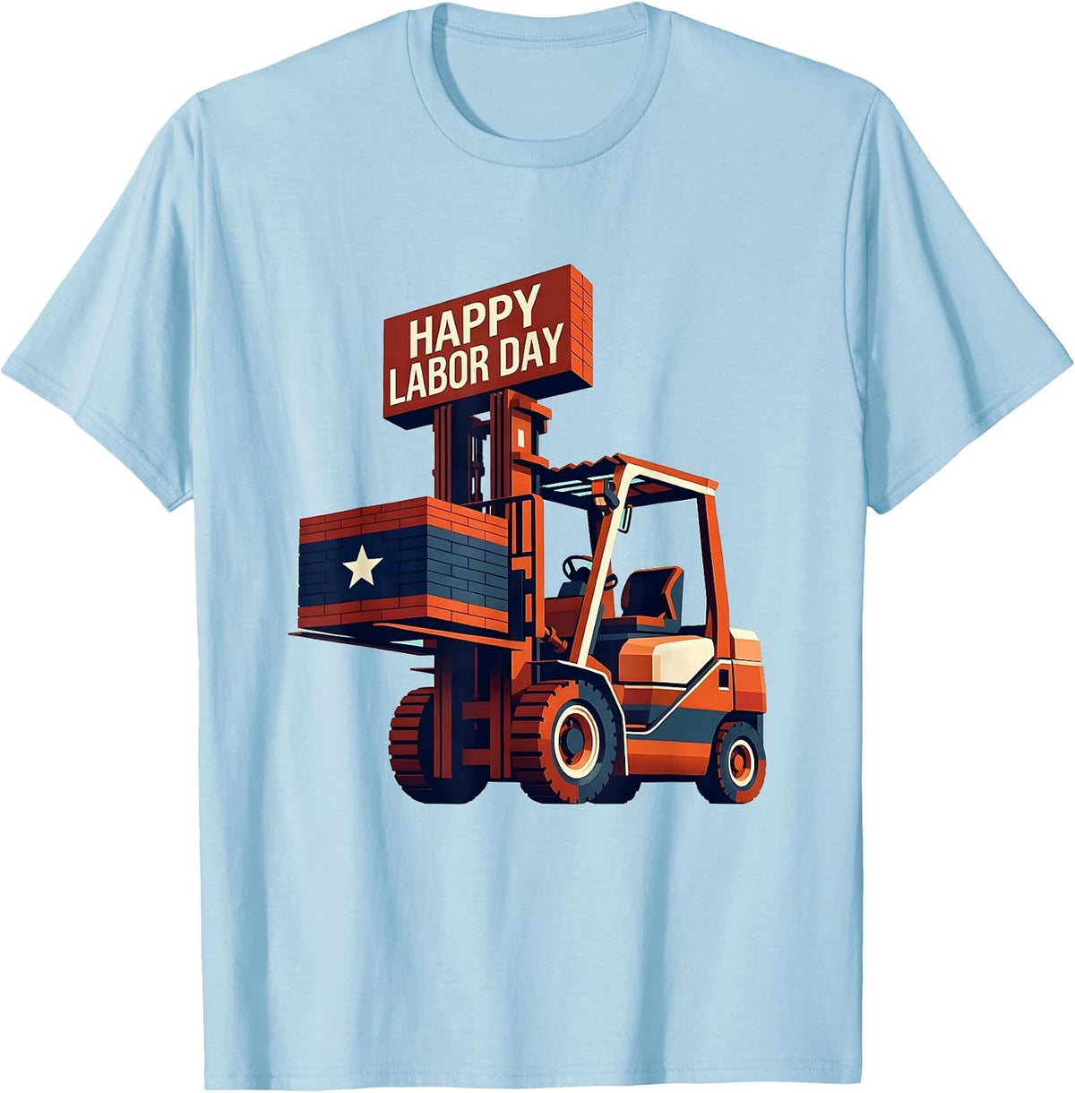 Men's Happy Labor Day Midcentury Modern Patriotic Union Worker T-Shirt - Baby Blue