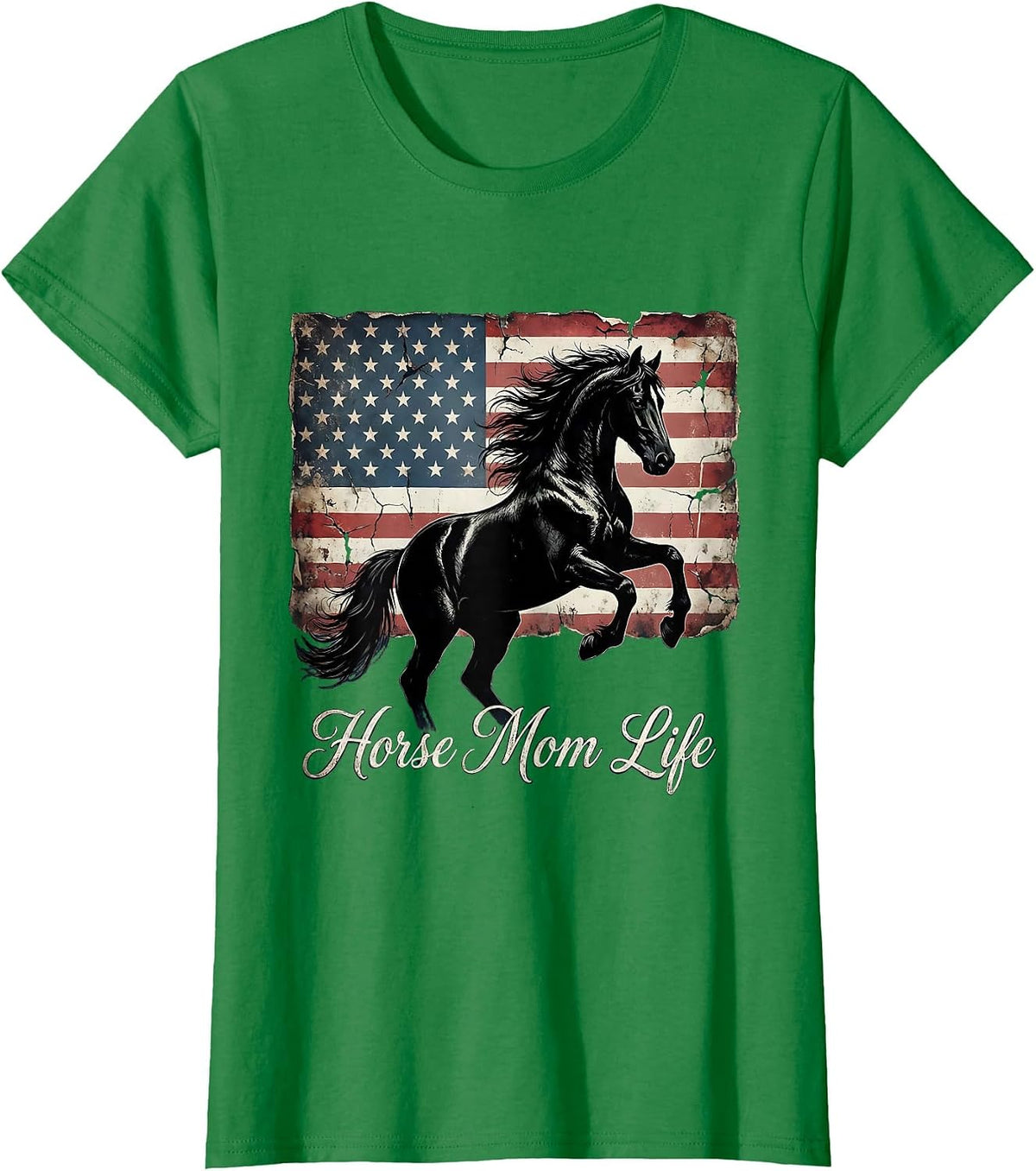 Horse Mom Life Graphic Design T-Shirt - Kelly Green