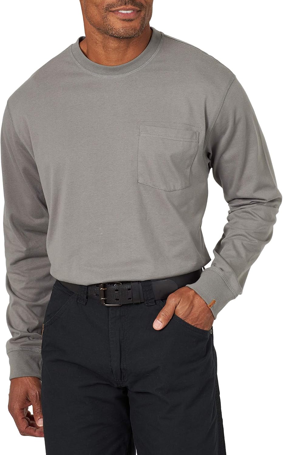 Wrangler Riggs Workwear Men's Long Sleeve Pocket Performance T-Shirt - Nickle