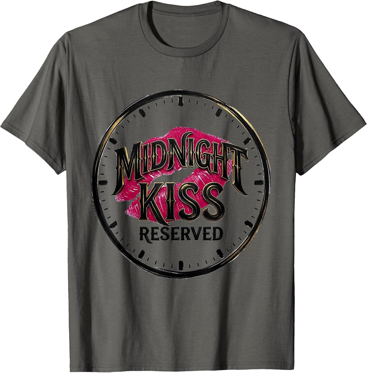 Midnight Kiss Reserved Flirty Playful New Year's Eve Party T-Shirt - Asphalt Grey
