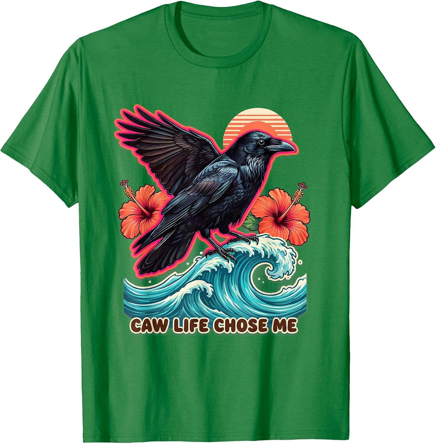 Men's Caw Life Chose Me Crow Bird Lover Design T-Shirt - Kelly Green