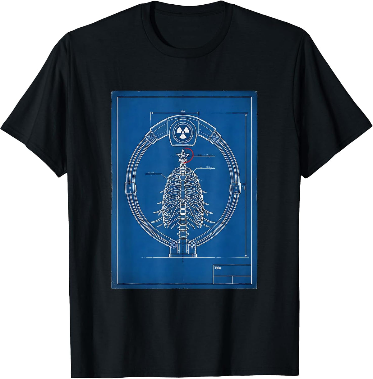 Men's CT Scanner Holiday Tree Radiology Tech Christmas Blueprint T-Shirt - Black