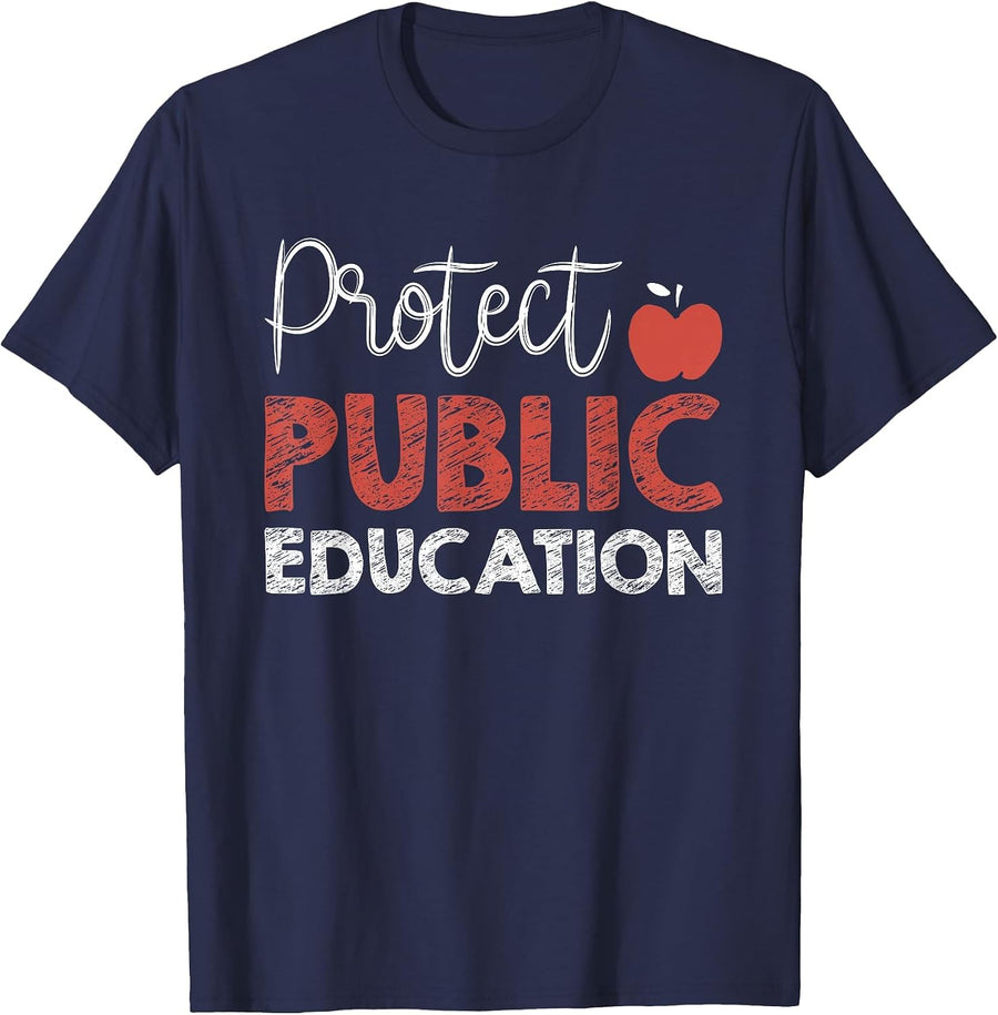 Protect Public Education T-Shirt - Navy Blue