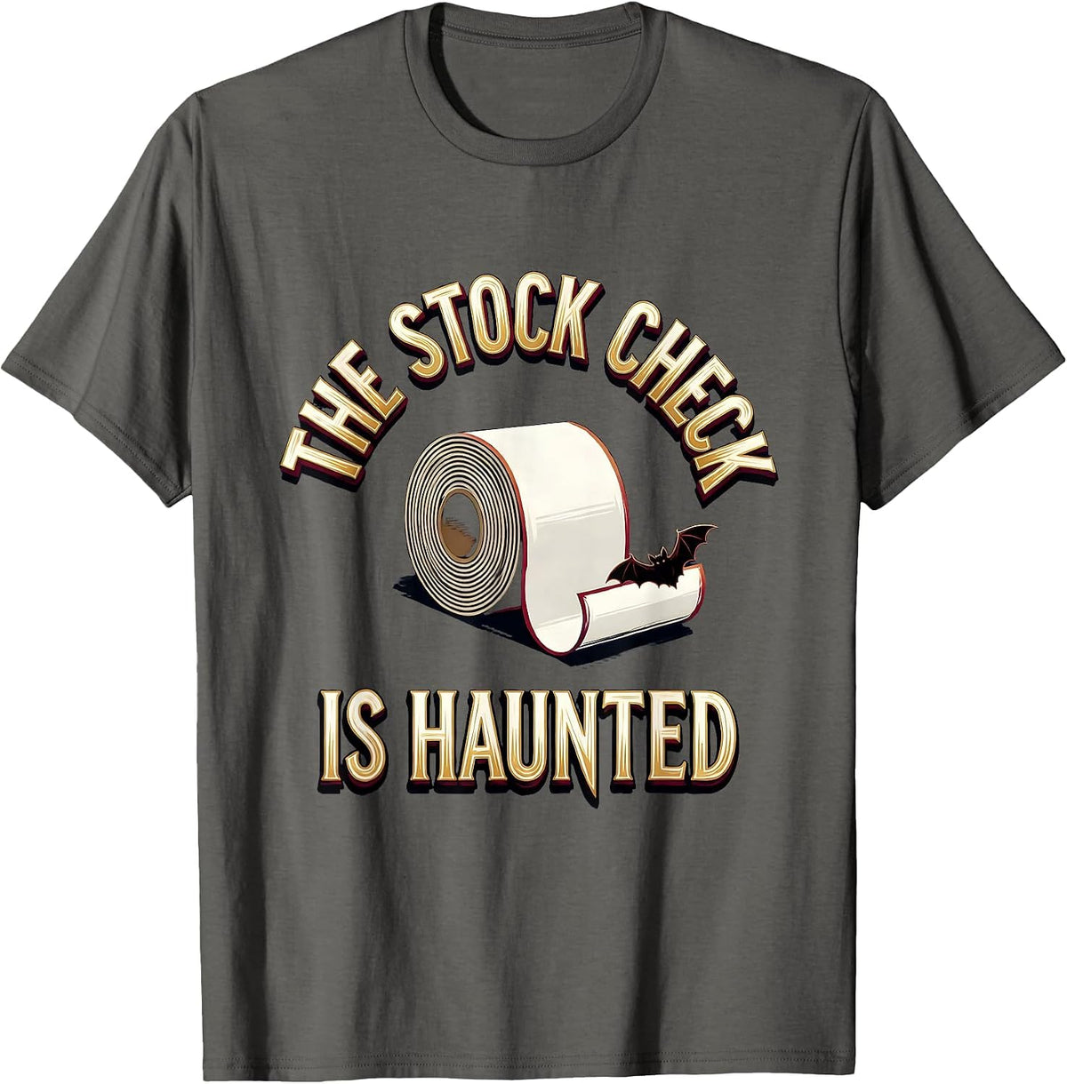Men's The Stock Check Is Haunted Funny Pharmacy Tech Halloween T-Shirt - Asphalt Grey