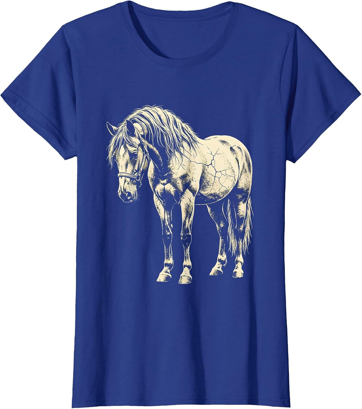 Women's Horse Silhouette Boho Western Cowgirl Equestrian T-Shirt - Royal Blue