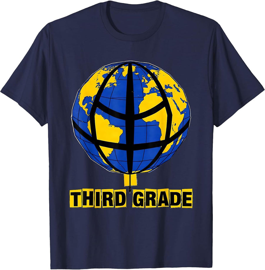 Third Grade Playful Back To School Teacher Student First Day T-Shirt - Navy Blue