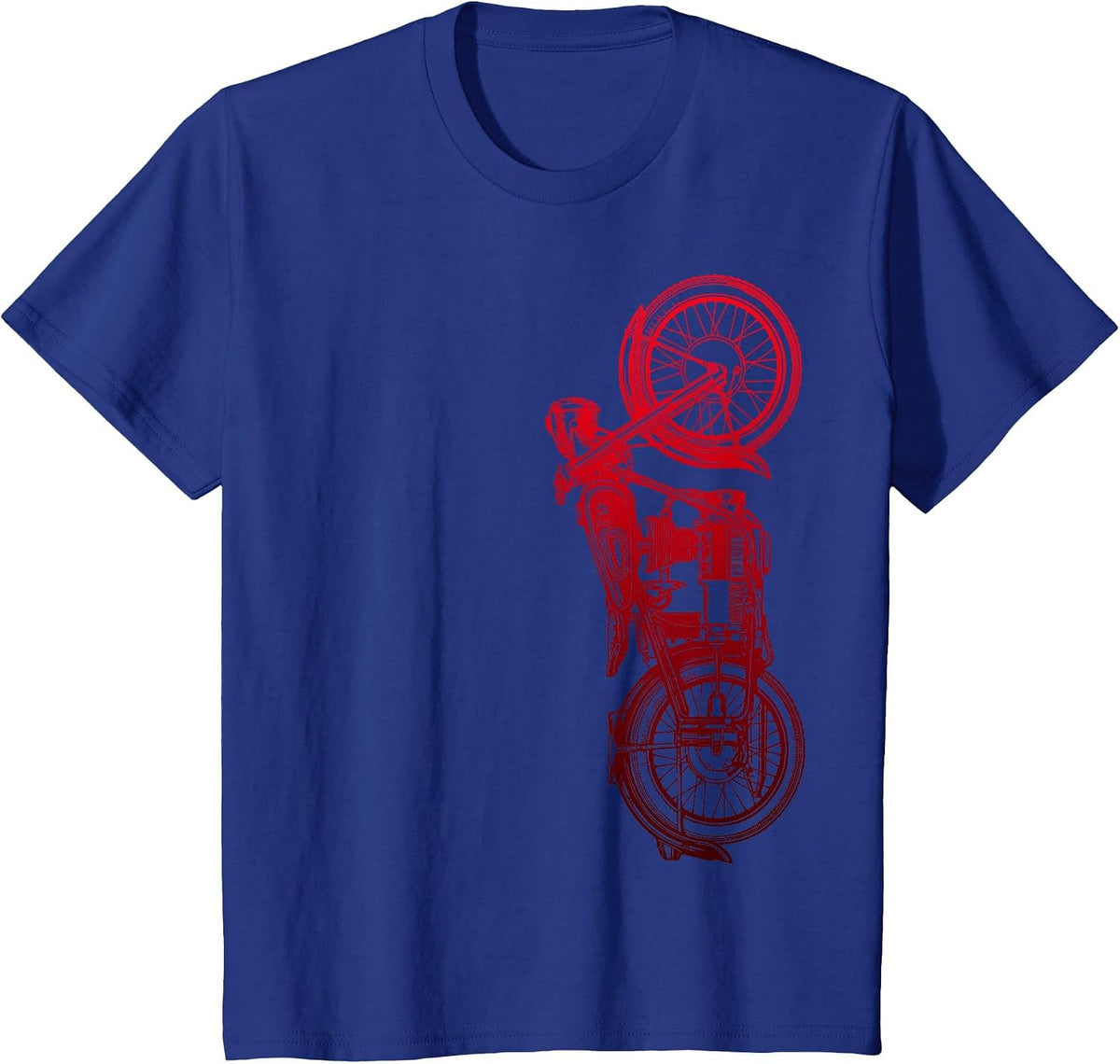 Classic Biker Vintage Retro Black Motorcycle Red T-Shirt - Royal Blue