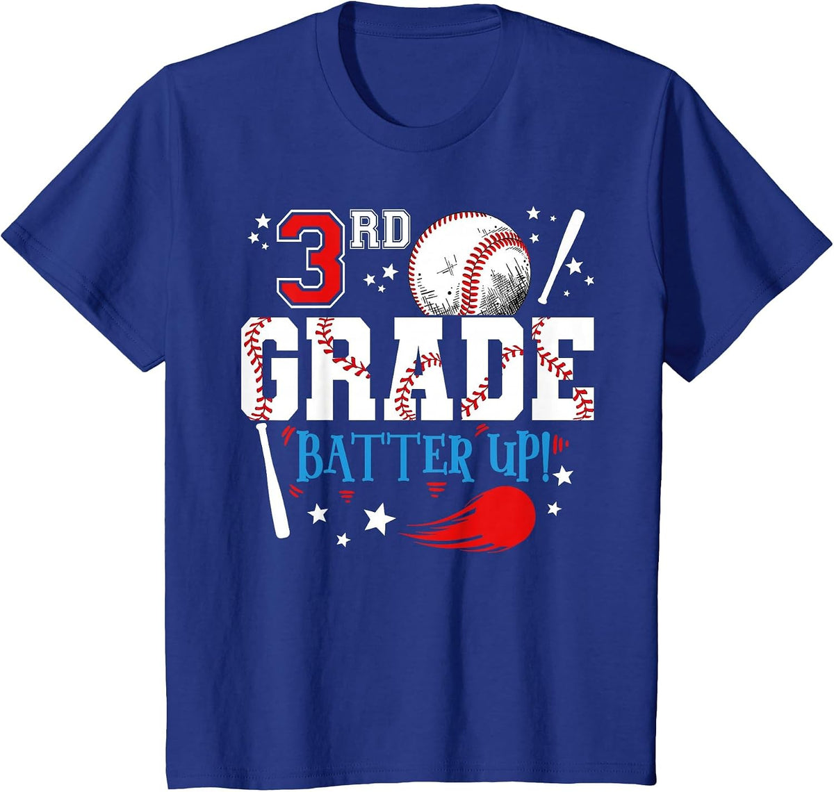 3rd Grade Batter Up Back to School Baseball Player Boys T-Shirt - Royal Blue