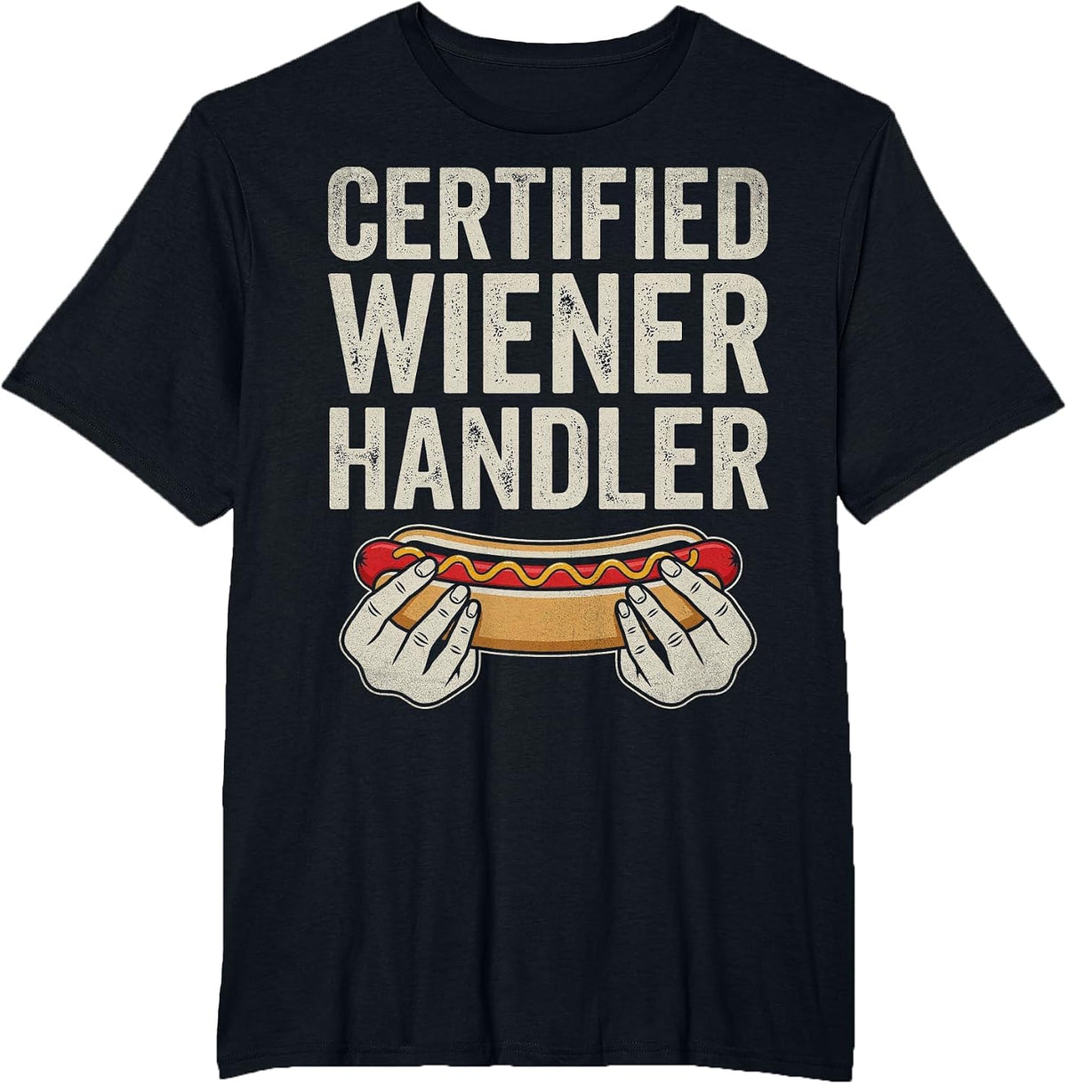 Certified Wiener Handler Funny BBQ Hot Dog Grilling T-Shirt - Black