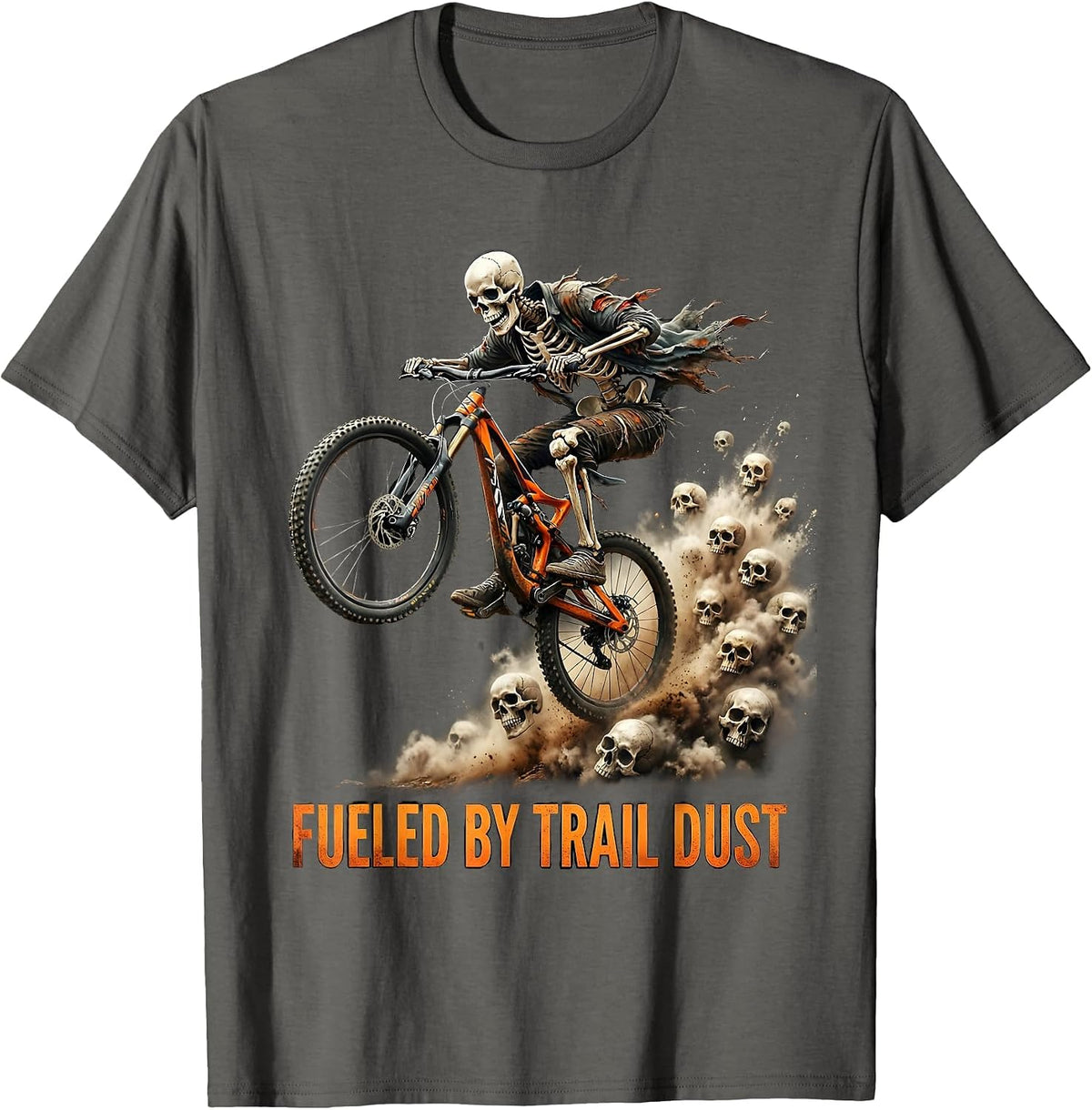 Fueled by Trail Dust Mountain Bike Design T-Shirt - Asphalt Grey