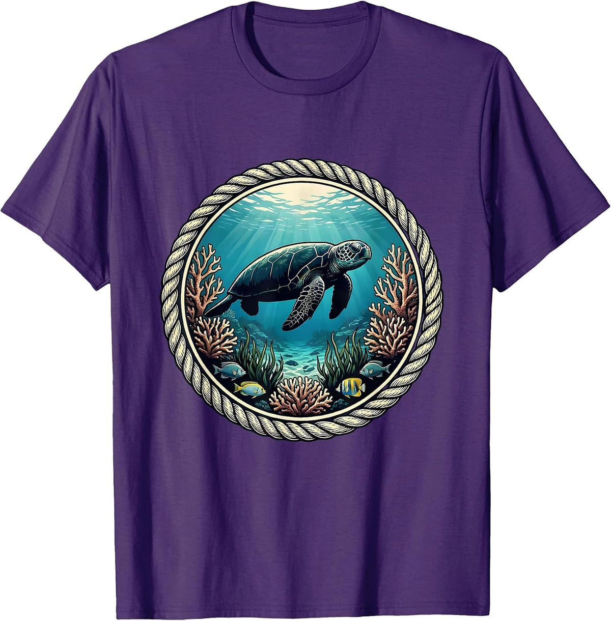 Puerto Rico Manatee Reef Illustration T-Shirt - Purple