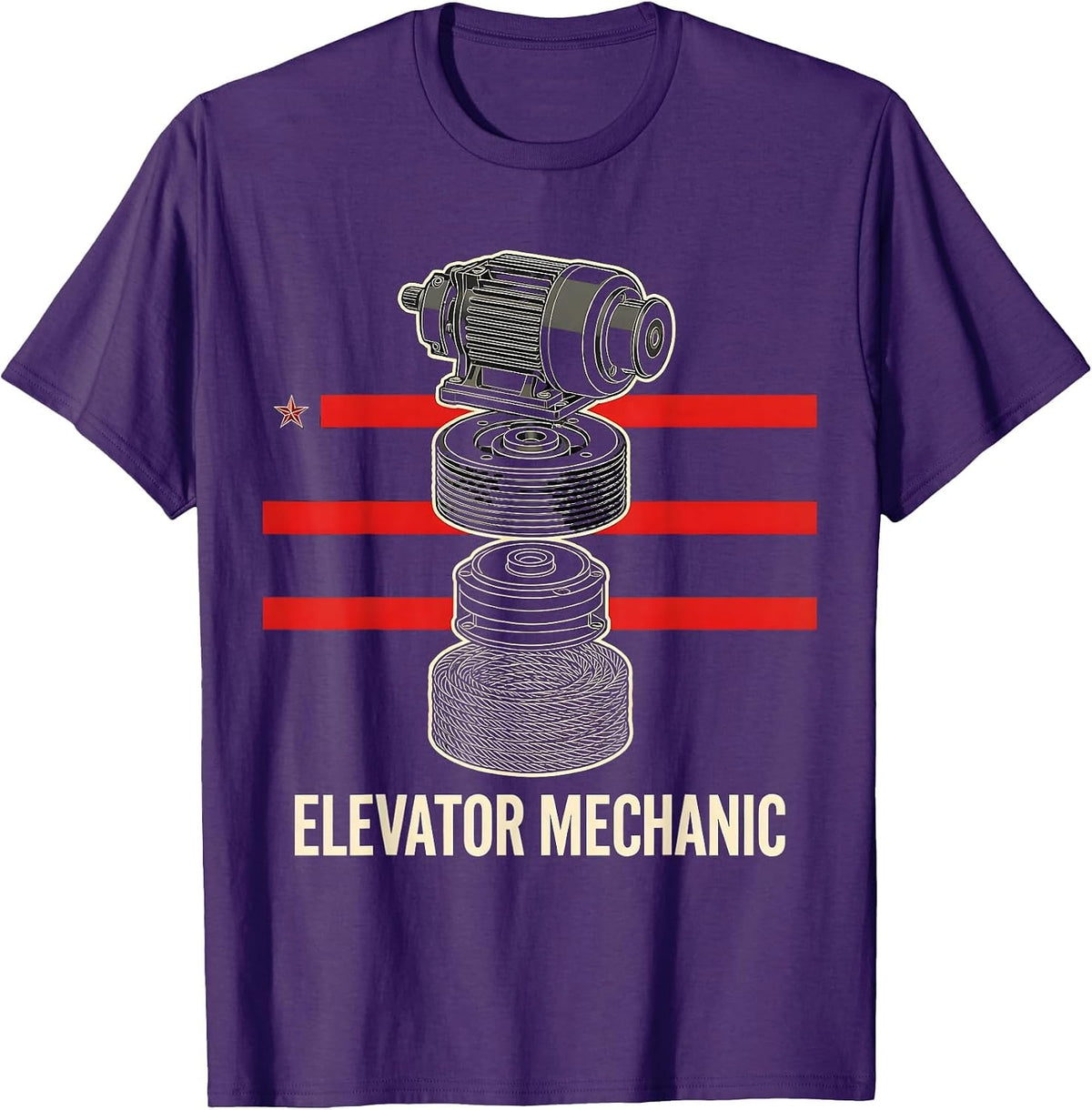 Elevator Mechanic American Flag Patriotic Oilfield Worker T-Shirt - Purple