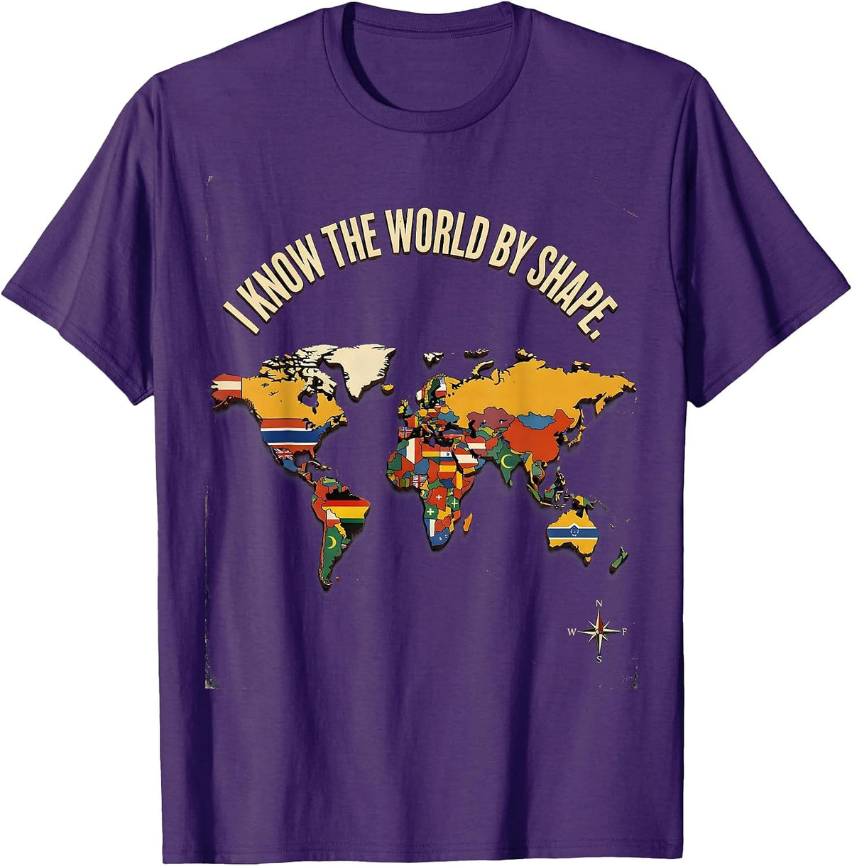 I Know The World By Shape Vintage Geography Enthusiast World T-Shirt - Purple