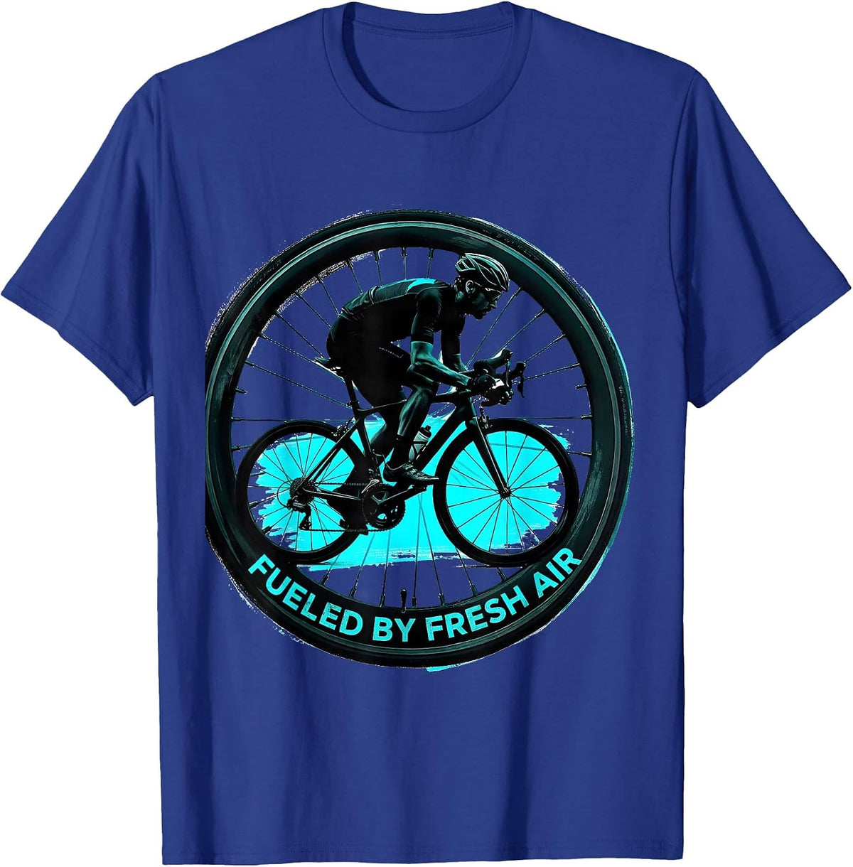 Fueled by Fresh Air Cycling Bike Design T-Shirt - Royal Blue