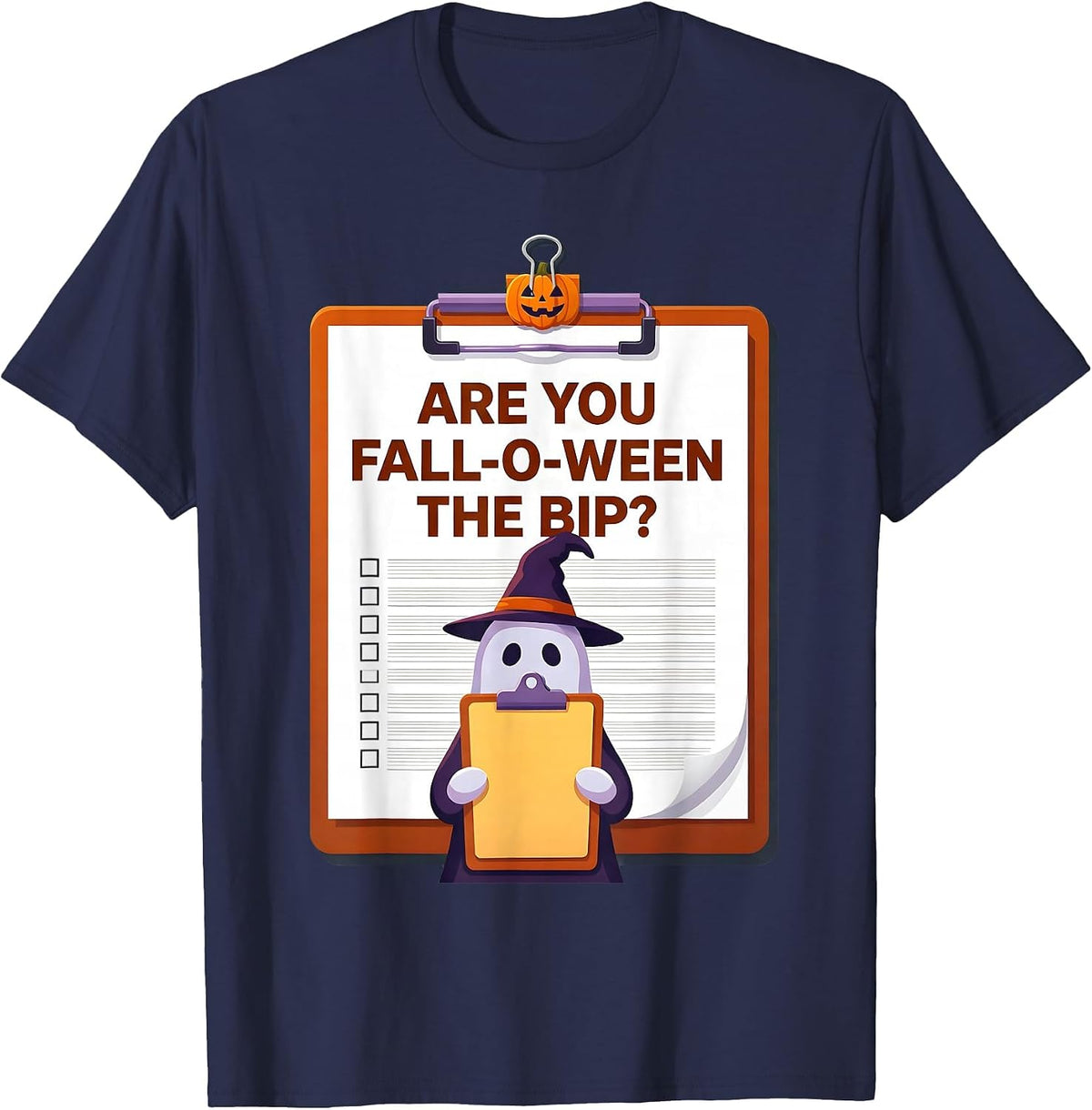 Are You Fall-O-Ween The BIP Funny Teacher Halloween Ghost T-Shirt - Navy Blue
