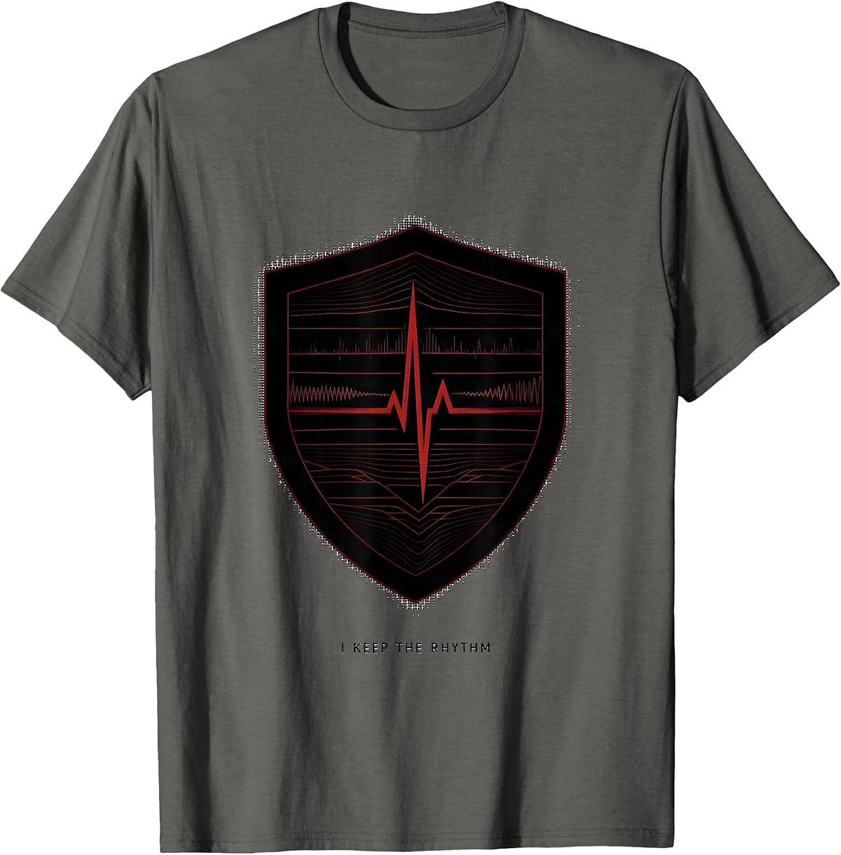 I Keep The Rhythm Blackwork Dotwork Cardiac Nurse CVICU RN T-Shirt - Asphalt Grey
