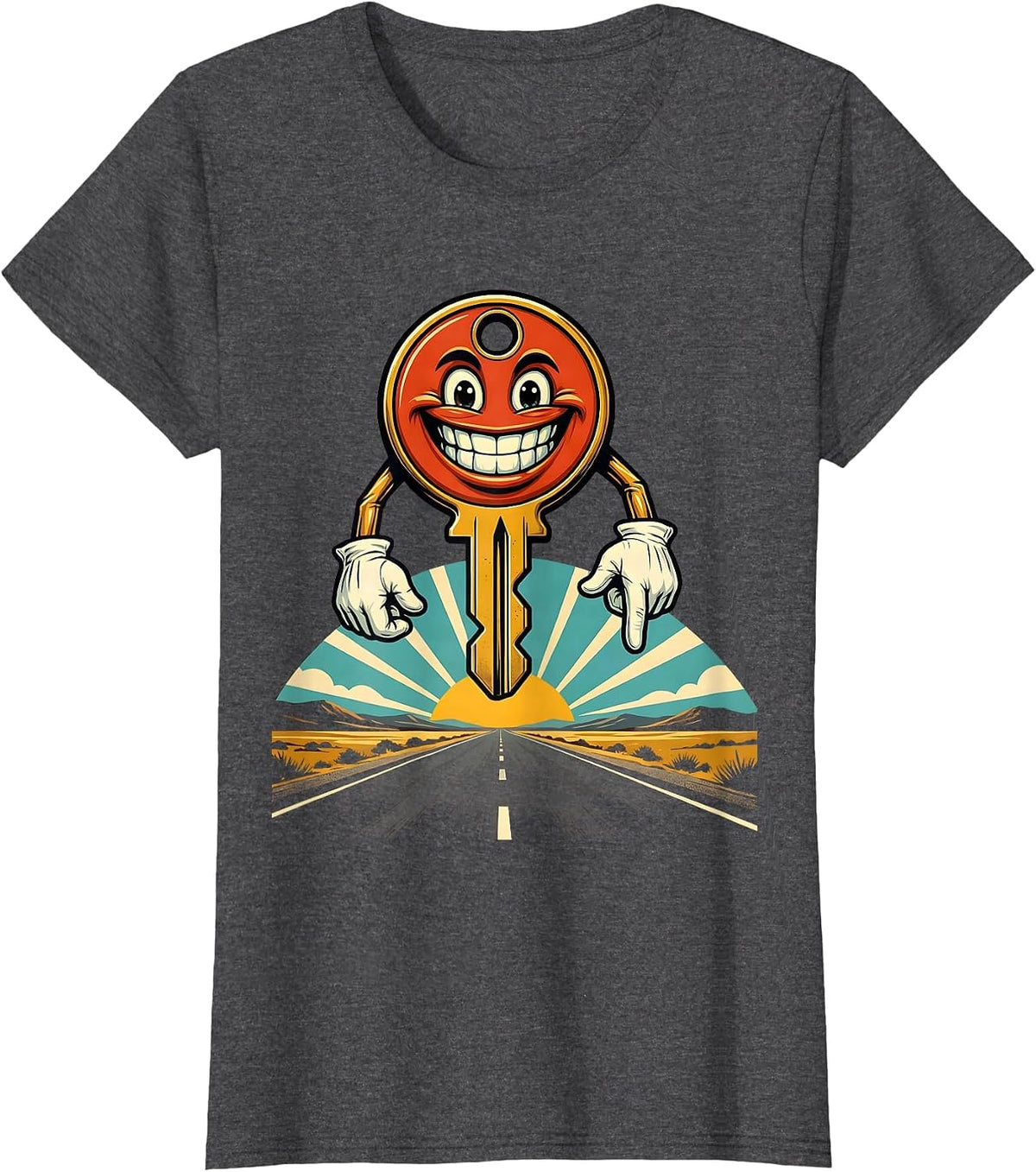 Women's Car Key Open Road Valley Forge Automotive Graphic T-Shirt - Dark Heather Grey