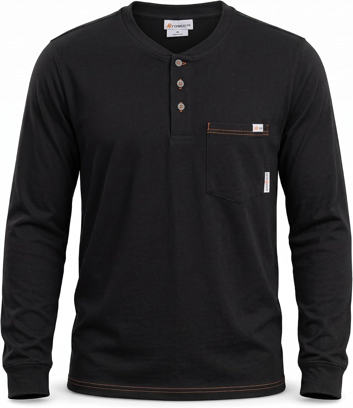Rasco Flame Resistant Henley T-Shirt, Lightweight FR Shirts for Men - Black