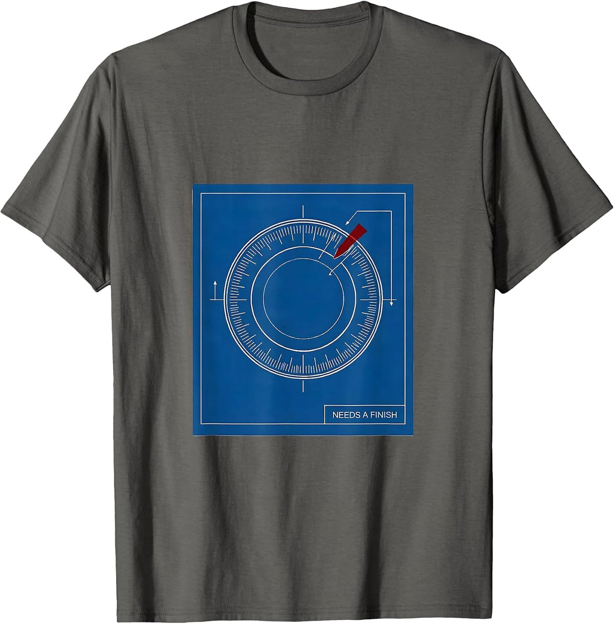 Men's Needs A Finish Technical Blueprint Funny Chef Gift T-Shirt - Asphalt Grey