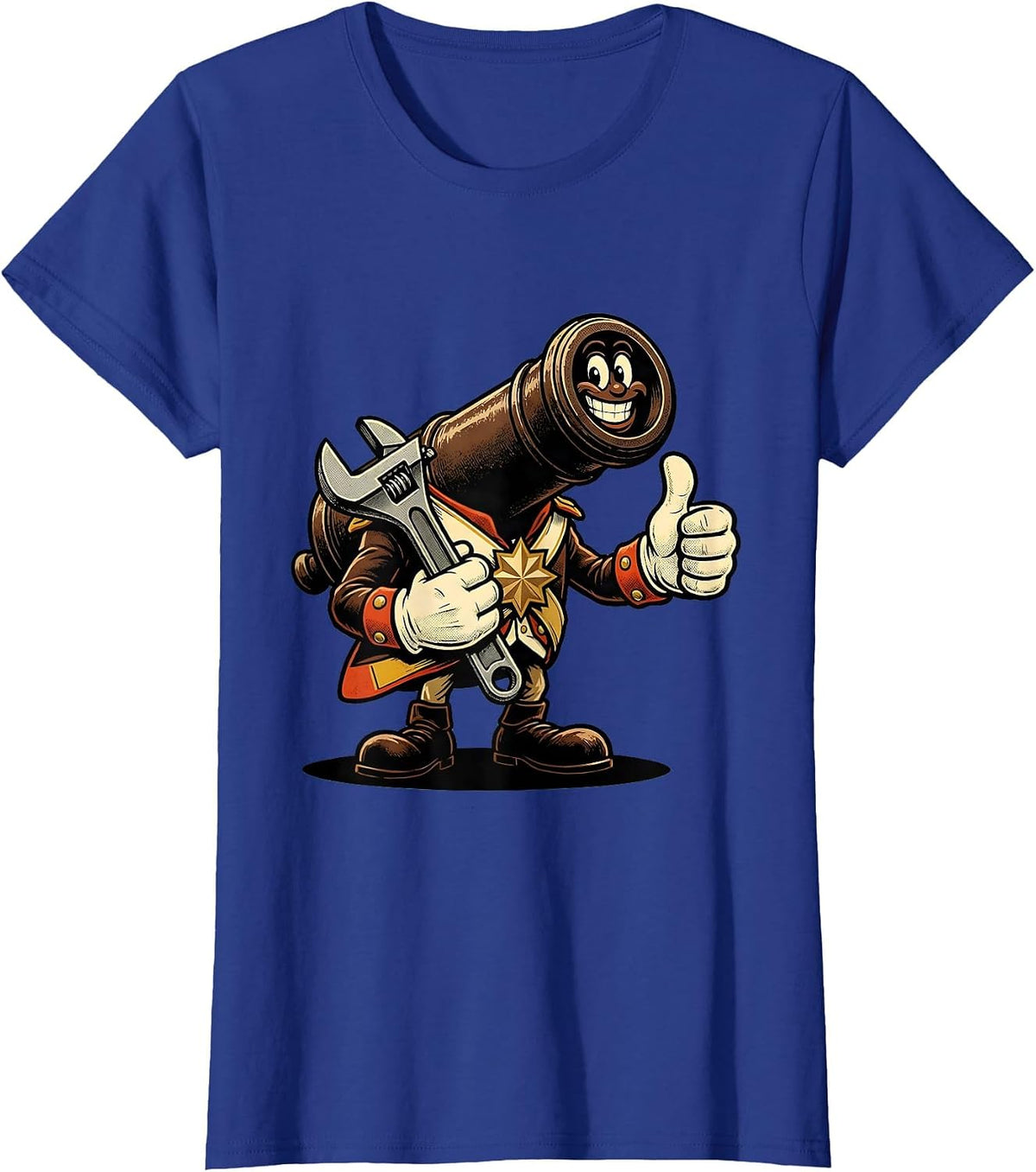 Women's Valley Forge Automotive Wrench and Cannon Graphic T-Shirt - Royal Blue