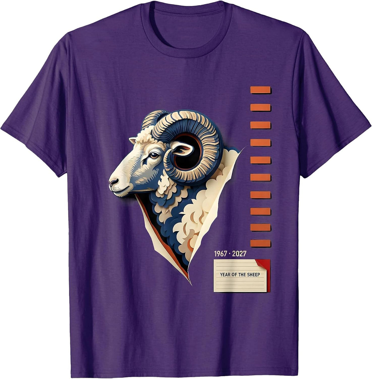 1967 · 2027 Year Of The Sheep Lunar New Year 60th Birthday T-Shirt - Purple