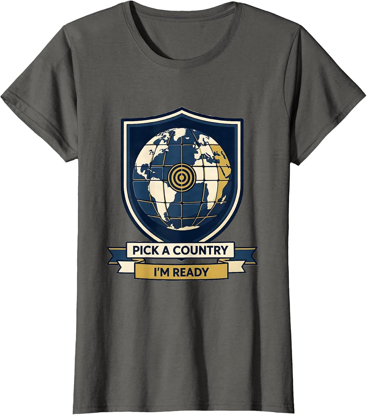Women's Pick A Country, I'm Ready Geography Lover World Flags Map T-Shirt - Asphalt Grey