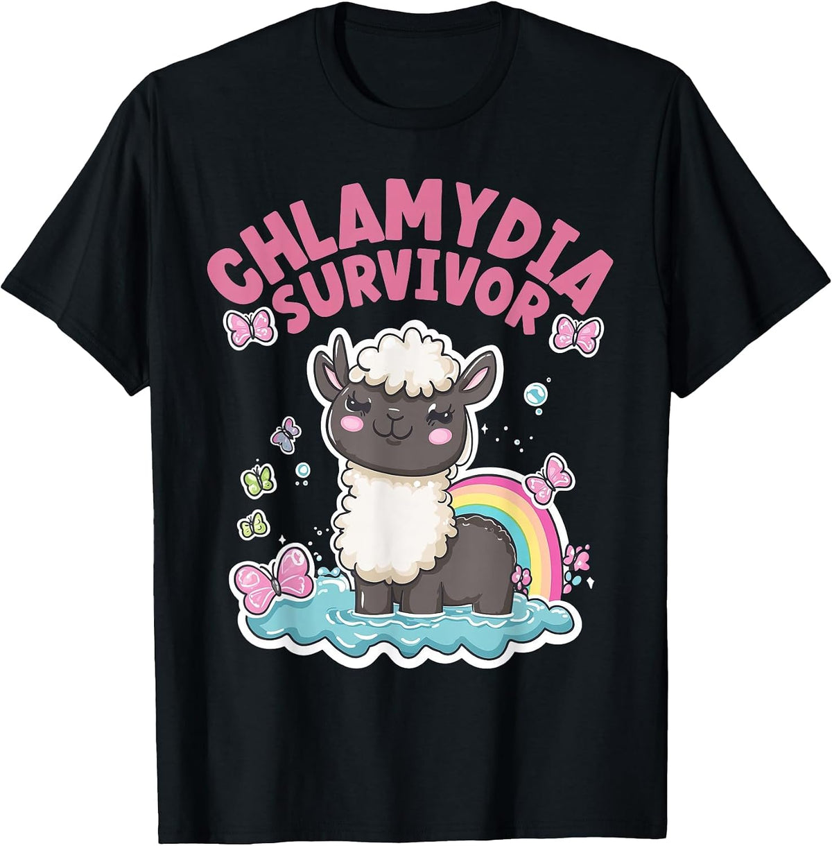 Chlamydia Survivor | Funny Inappropriate | Meme Llama T-Shirt - Black