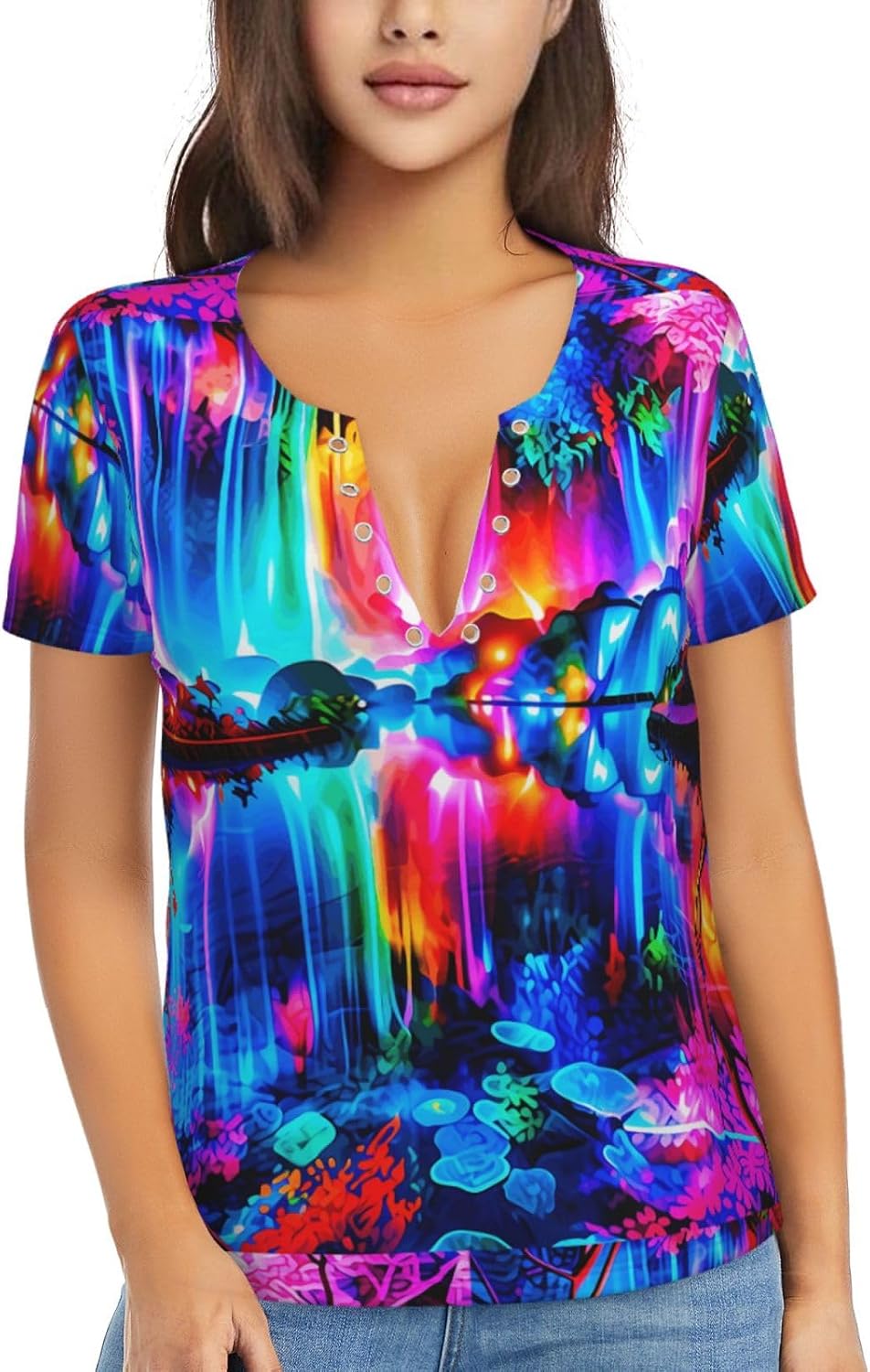 T Shirts for Women Short Sleeve Crewneck Tops Summer Basic Tee - A10