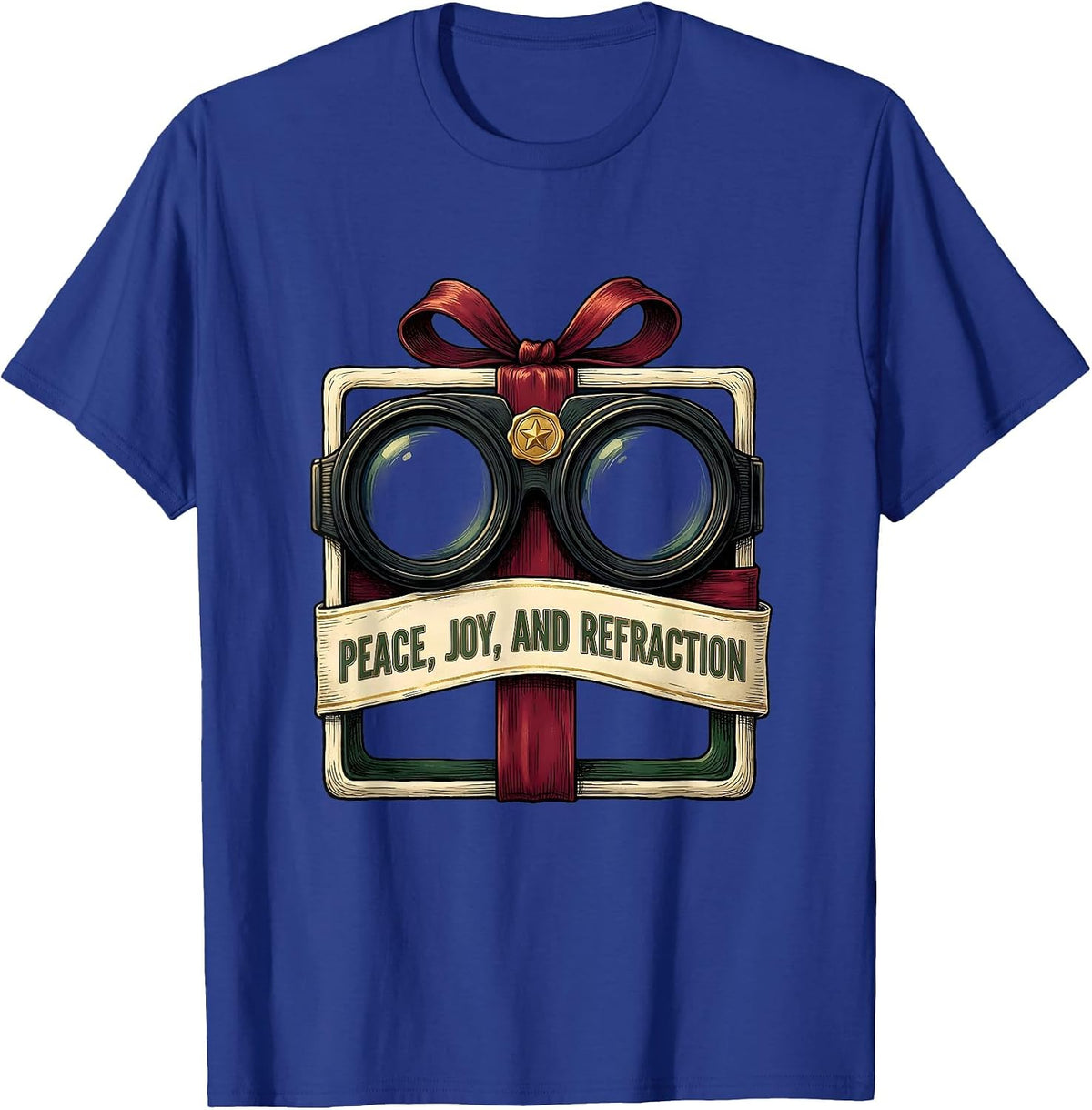 Men's Peace Joy And Refraction Optometrist Christmas Eyewear Humor T-Shirt - Royal Blue