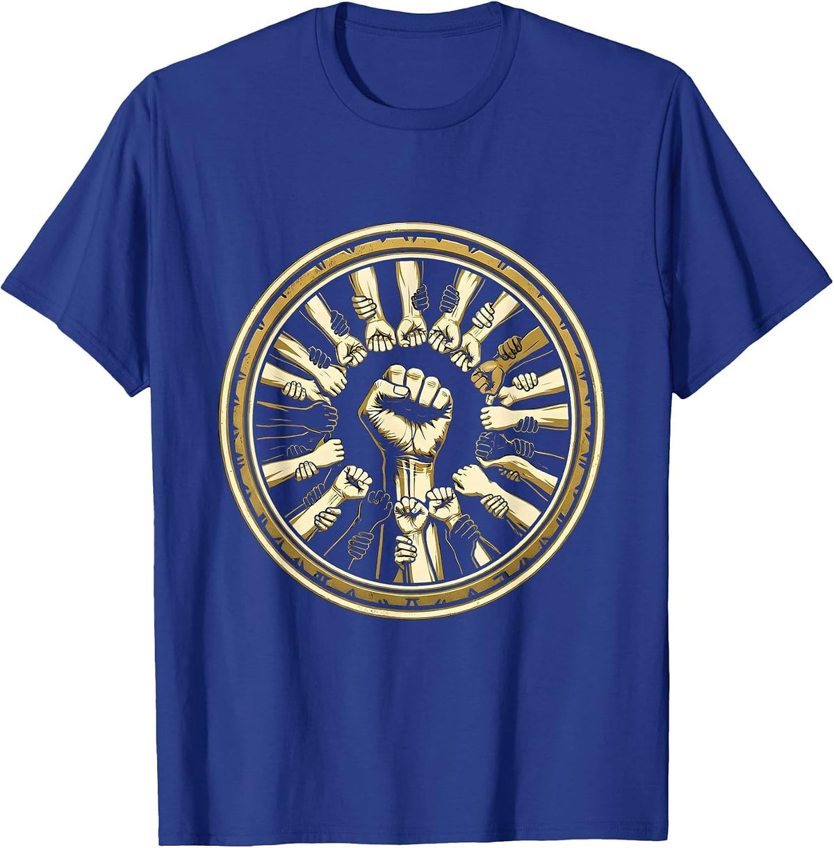Equal Rights Raised Fist Unity Labor Day Graphic T-Shirt - Royal Blue