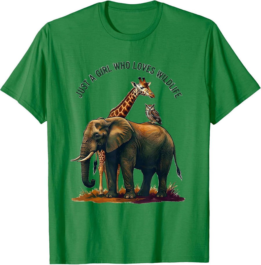 Men's Just A Girl Who Loves Wildlife Funny Animal Lover Humor T-Shirt - Kelly Green