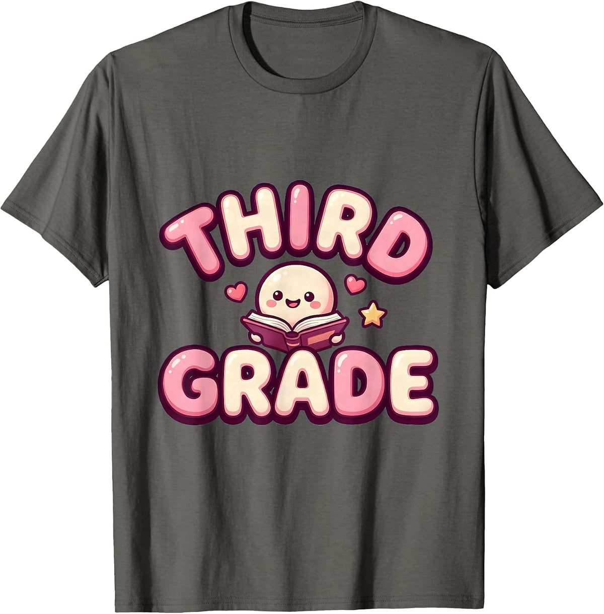 Men's Third Grade Cute Kawaii Back To School Teacher Student T-Shirt - Asphalt Grey