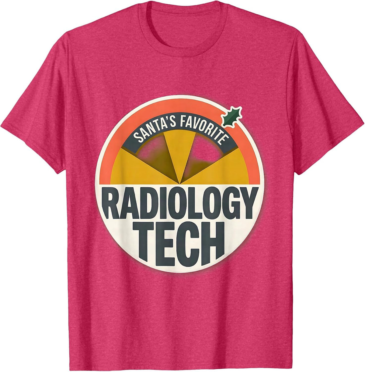 Santa's Favorite Radiology Tech Midcentury Modern Christmas T-Shirt - Red Heather