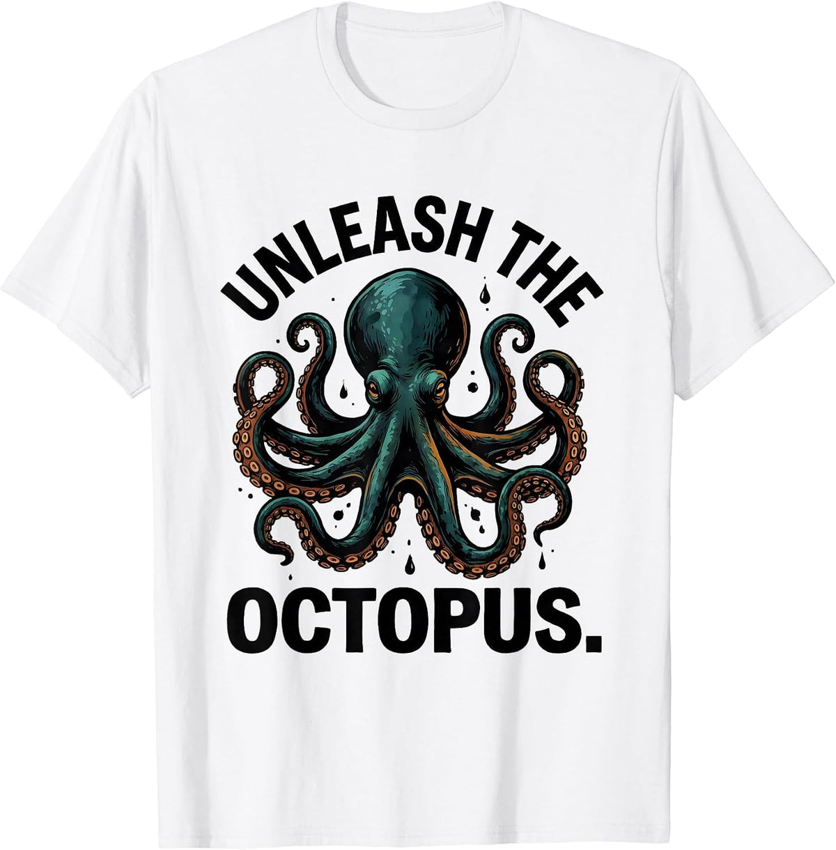 Men's Unleash The Octopus Funny Octopus Lover Vintage Japanese Sea T-Shirt - White