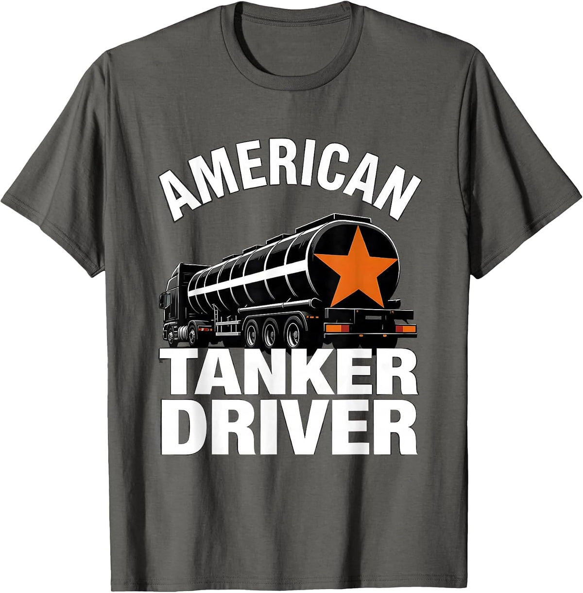 American Tanker Driver Brutalist Tanker Trucker Patriotic T-Shirt - Asphalt Grey