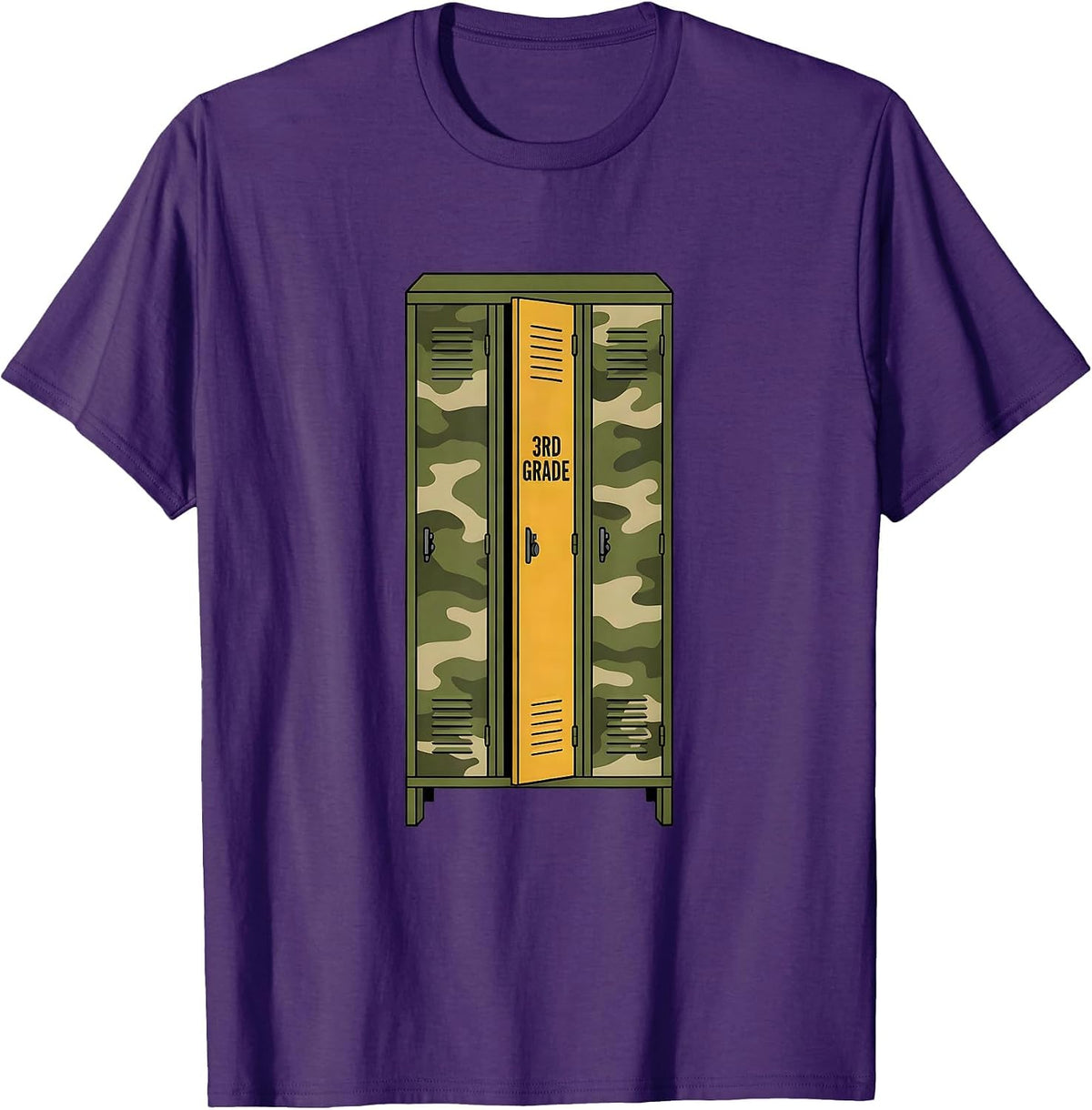 3rd Grade Camo Back To School Boys Teachers Grade Level T-Shirt - Purple