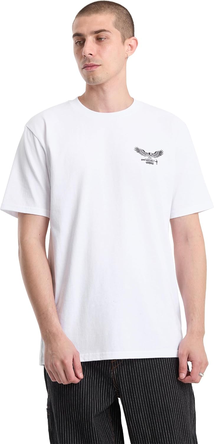 Volcom Men's Short Sleeve Workwear T-Shirt – Heavyweight Cotton Durable Tee - White Hammer
