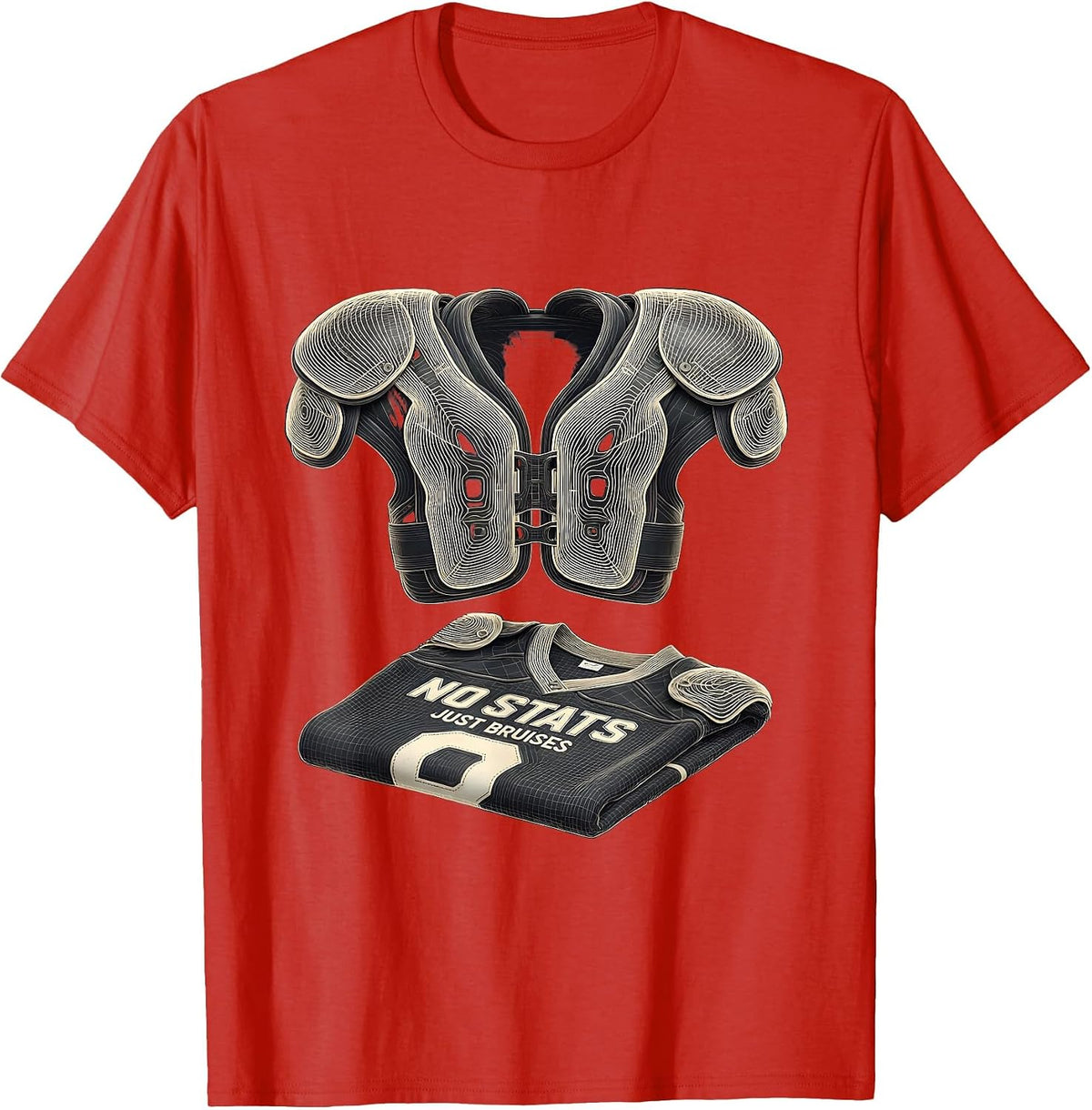 Men's No Stats Just Bruises Funny Offensive Lineman Football Humor T-Shirt - Red