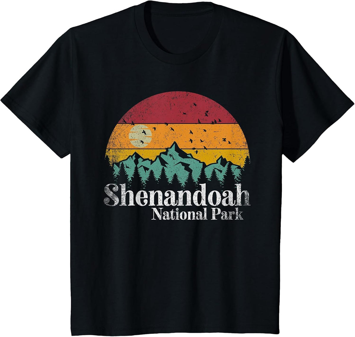 Shenandoah National Park Mountains Retro Style Vintage T-Shirt - Black