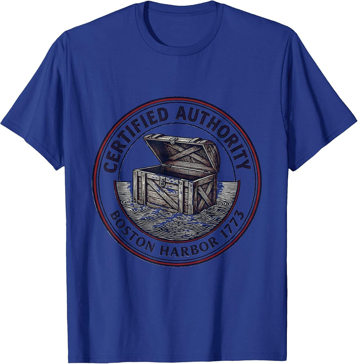 Certified Authority Boston Harbor 1773 History Teacher T-Shirt - Royal Blue