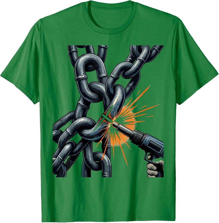 Men's Heavy Steel Chain Welding Repair Humor Metal Worker Gift T-Shirt - Kelly Green