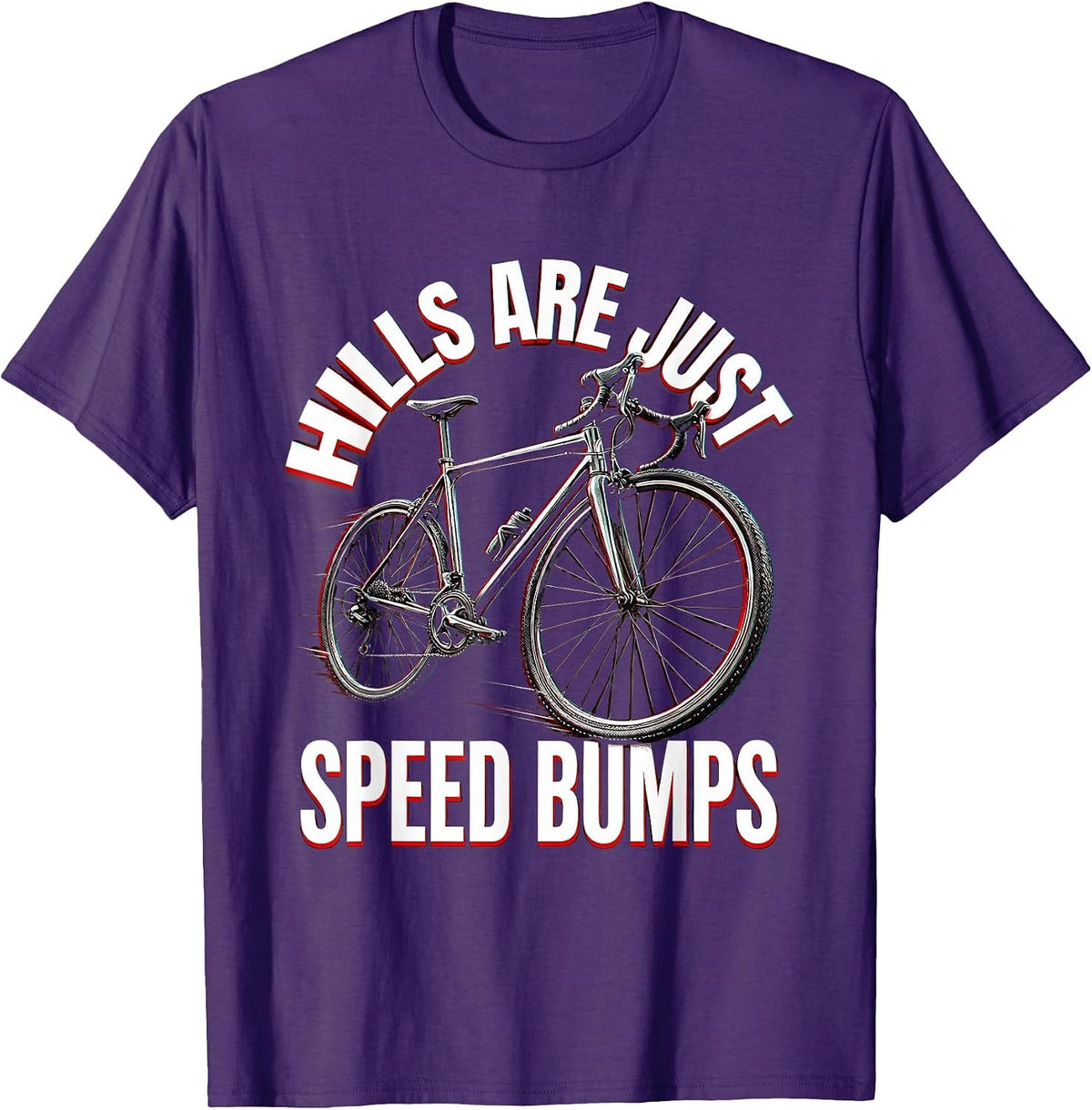 Men's Hills Are Just Speed Bumps Cycling Design T-Shirt - Purple