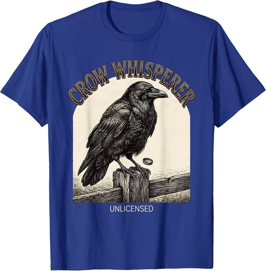Crow Whisperer, Unlicensed Funny Crow Bird Gothic Humor T-Shirt - Royal Blue