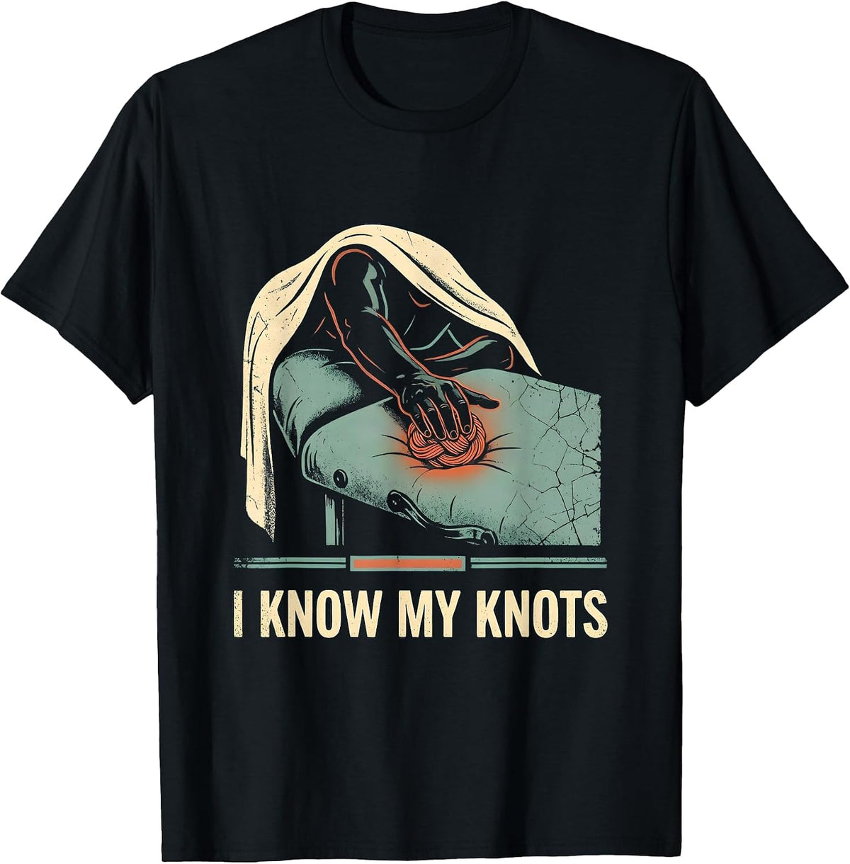 Men's I Know My Knots Funny Massage Therapist Humor LMT Gift T-Shirt - Black