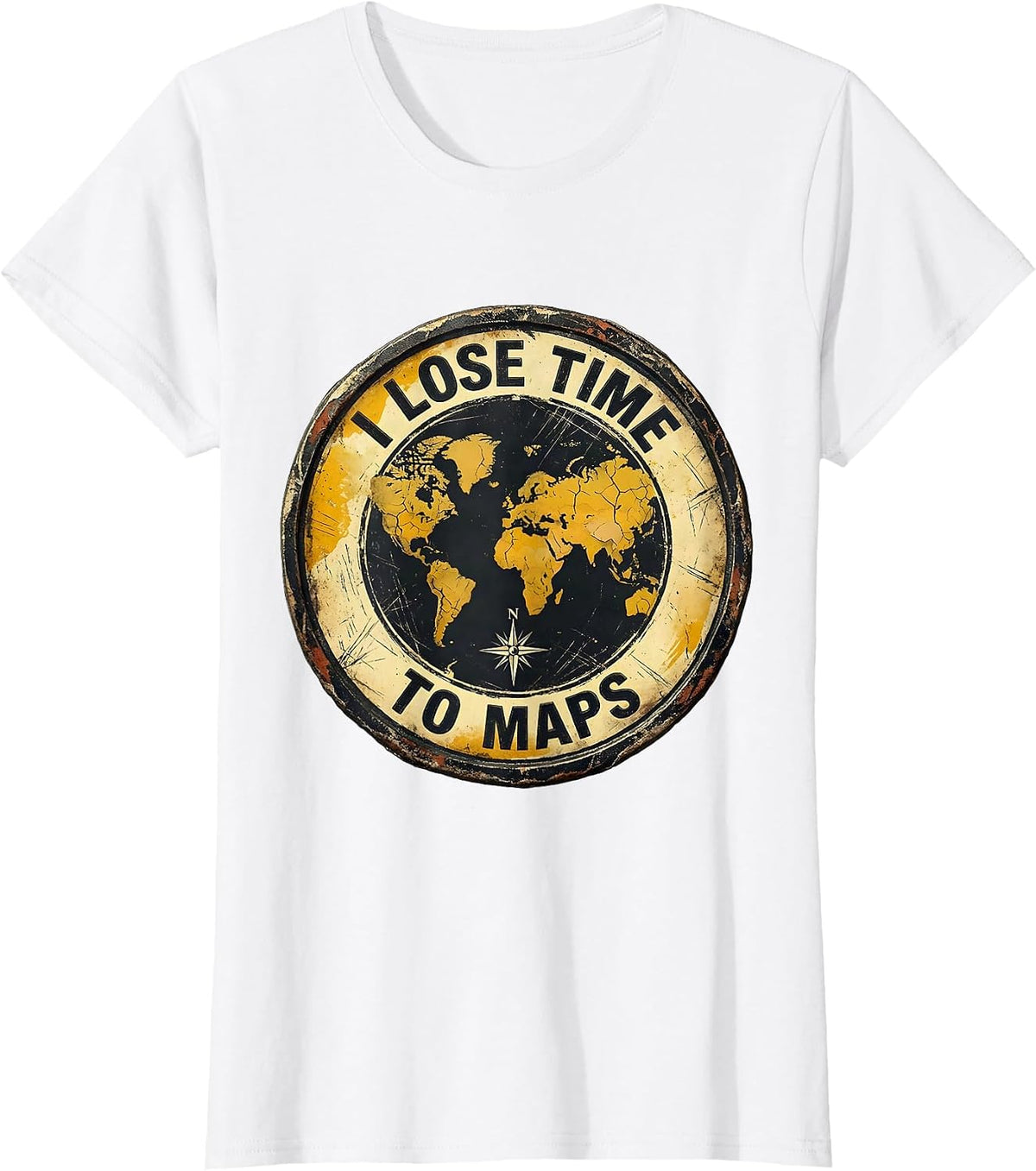 I Lose Time To Maps Funny Geography Teacher Cartographer Map T-Shirt - White
